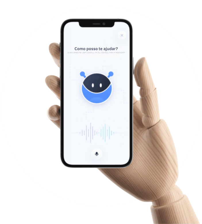 imagem robo com celular sobre atendimento com inteligencia artificial